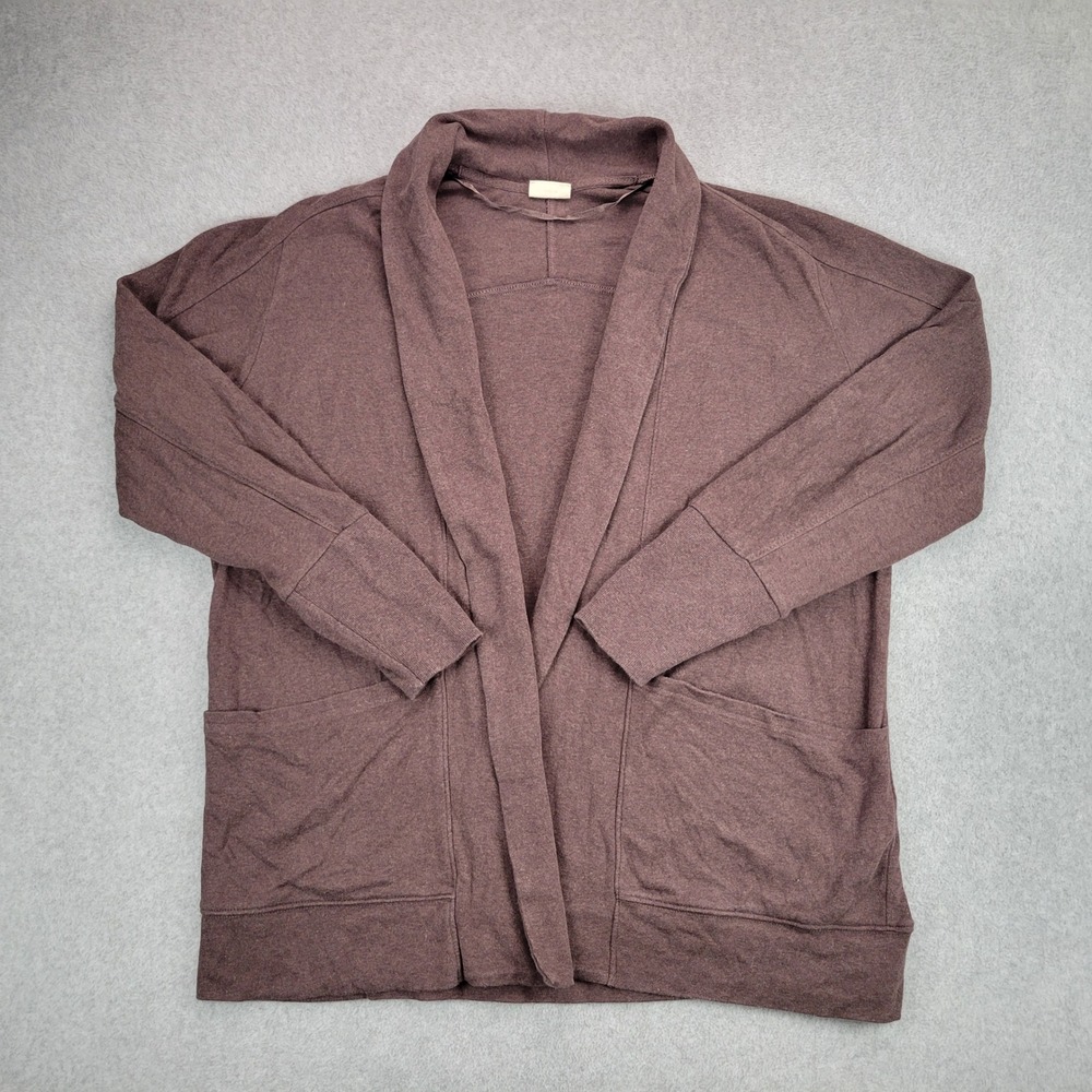 Pact Airplane Wrap Cardigan Women Large Brown Organic Cotton Shawl Pocket